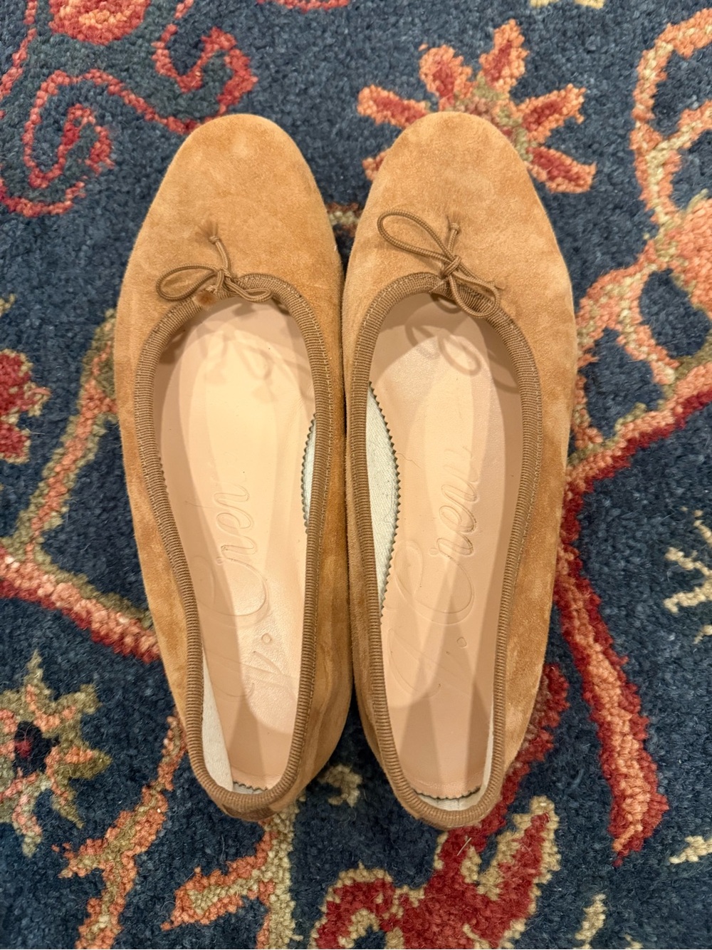 J. Crew Tan Suede Ballet Flats with Bow